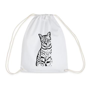 Katze Kätzchen Tigerkatze Katzenshirt Geschenk - Turnbeutel - Weiß - Vorne