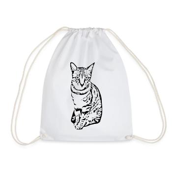 Cat Kitten Tiger Cat Cat Shirt Gift - Drawstring Bag - white - Front