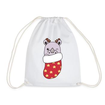 Rhinocéros mignons dans un bas de Noël pour Noël - Sac de sport léger - blanc - Devant