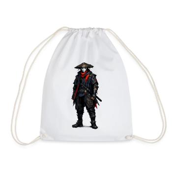 Shadow samurai with red scarf - Drawstring Bag - white - Front