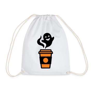 Kaffeebecher Geist Halloween Logo - Turnbeutel - Weiß - Vorne