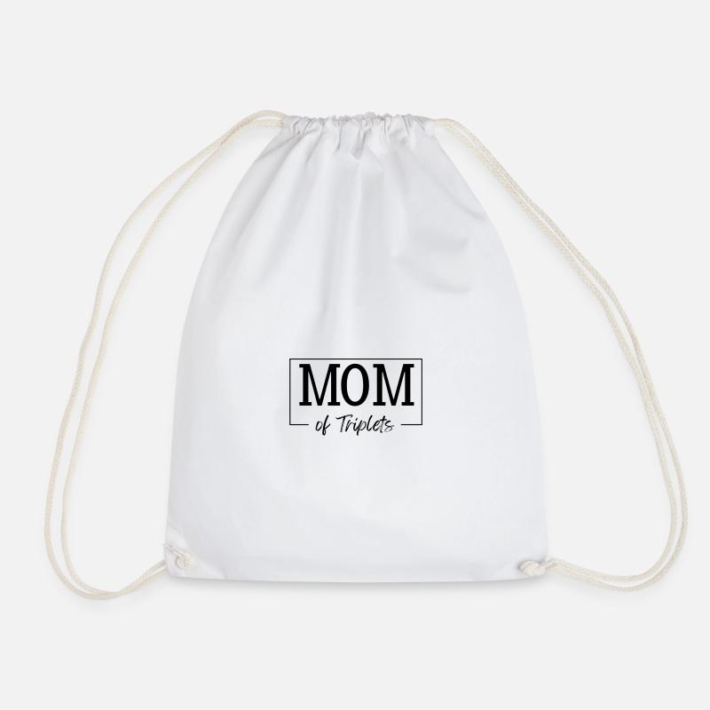 Minimalistic Triplet Mom Design - Drawstring Bag - white