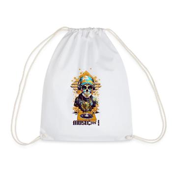 DJ Skull - Drawstring Bag - white - Front