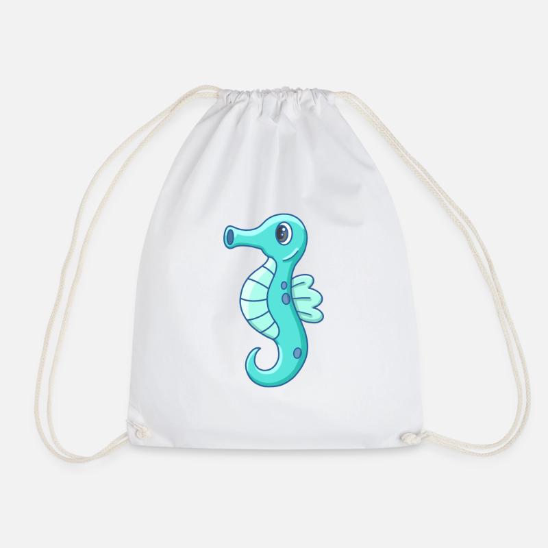 Cute little seahorse - Drawstring Bag - white