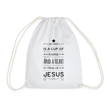 Tasse de café et cœur plein de Jésus - Sac de sport léger - blanc - Devant