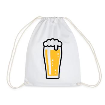 Bierglas (Bier / Willibecher / 2C) - Turnbeutel - Weiß - Vorne