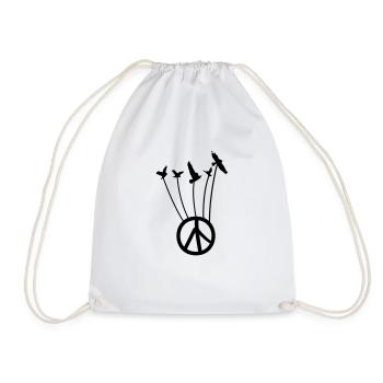Symbole de paix avec le vol des oiseaux - Sac de sport léger - blanc - Devant