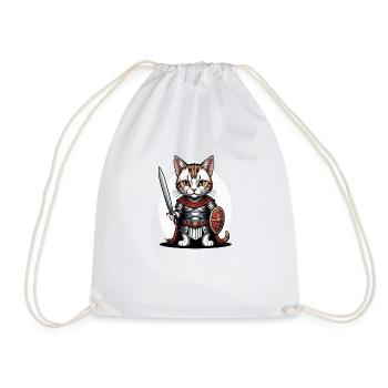 Cat Römischer Krieger Katze Geschenk - Turnbeutel - Weiß - Vorne
