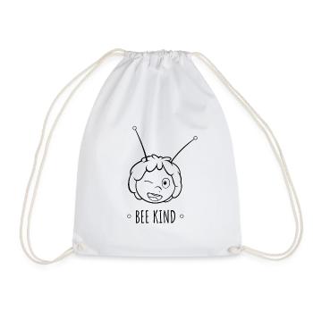 Maya The Bee Bee Kind Quote - Drawstring Bag - white - Front