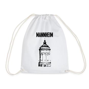 Mannheim Wasserturm Schwarz - Turnbeutel - Weiß - Vorne