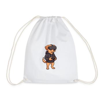 Pattes sur la manette : l’adorable chiot gamer - Sac de sport léger - blanc - Devant