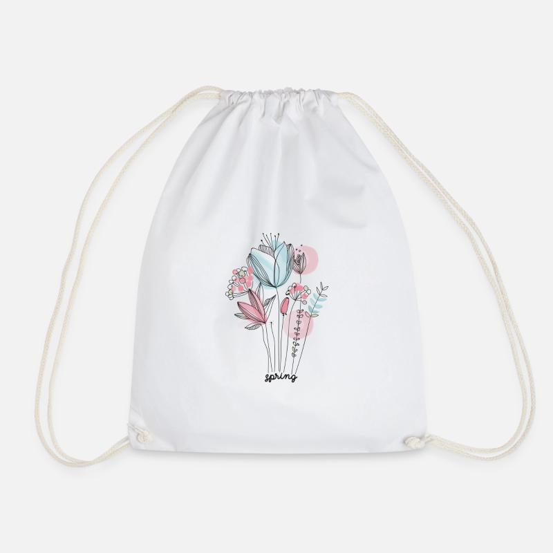 Spring Flower Power - Drawstring Bag - white