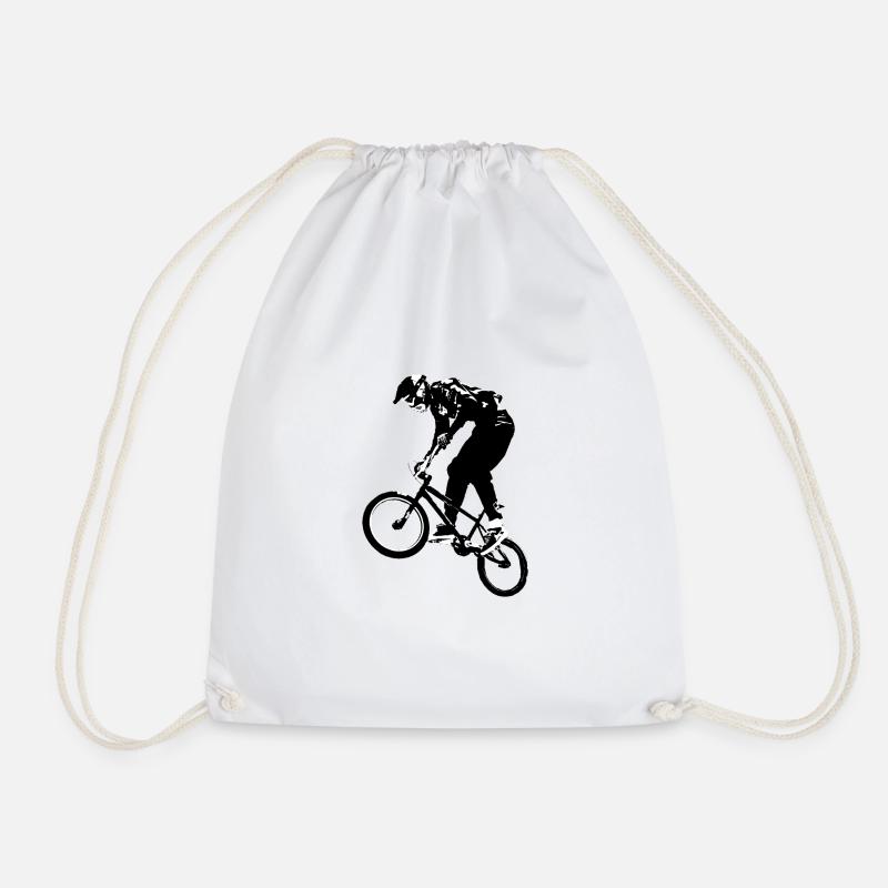 bmx bicross race racing old school - Drawstring Bag - white