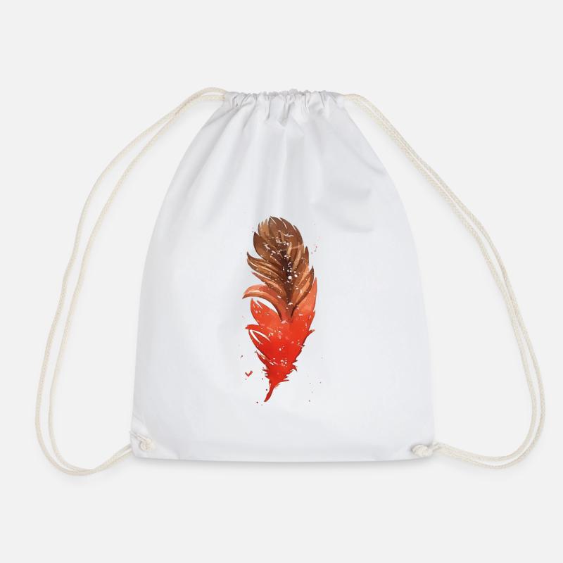 feather - Drawstring Bag - white