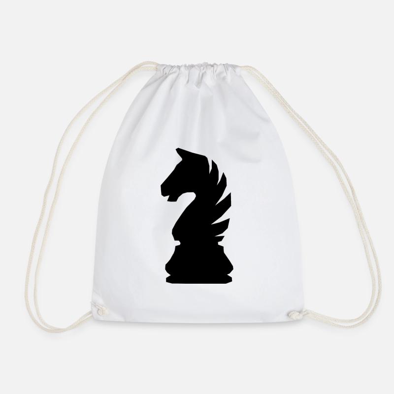Schach Chess Springer schwarz - Turnbeutel - Weiß