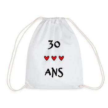 30 ANS. 30e ANNIVERSAIRE. ANNIVERSAIRE 30 ANS - Sac de sport léger - blanc - Devant