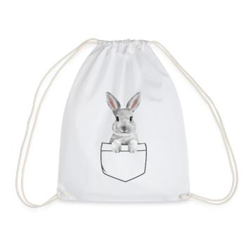 Lapin dans une poche Drôle de lapin de Pâques - Sac de sport léger - blanc - Devant