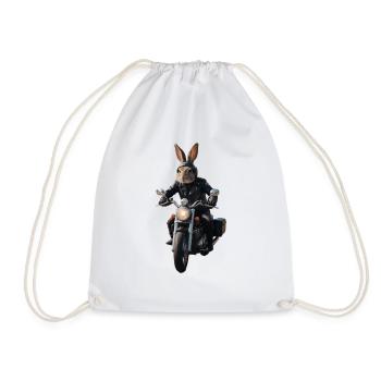 Biker Hase - Turnbeutel - Weiß - Vorne