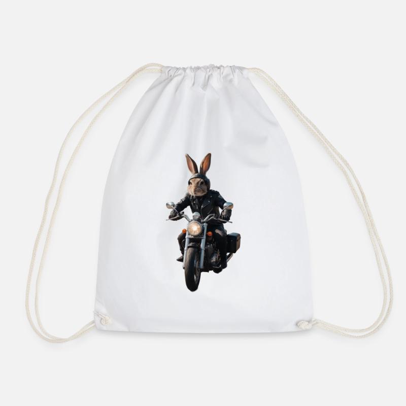 Biker Hase - Turnbeutel - Weiß