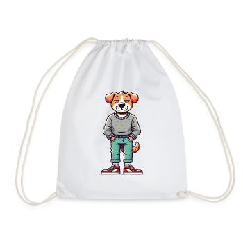 Funny Chilled Dog, Love Dogs - Drawstring Bag - white - Front