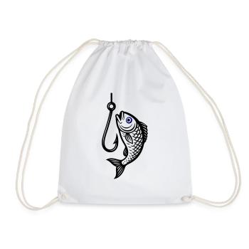 Fish Hook Fish Icon - Drawstring Bag - white - Front