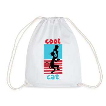Le Chat Chapeauté Design Chat Cool Bleu-Rouge - Sac de sport léger - blanc - Devant