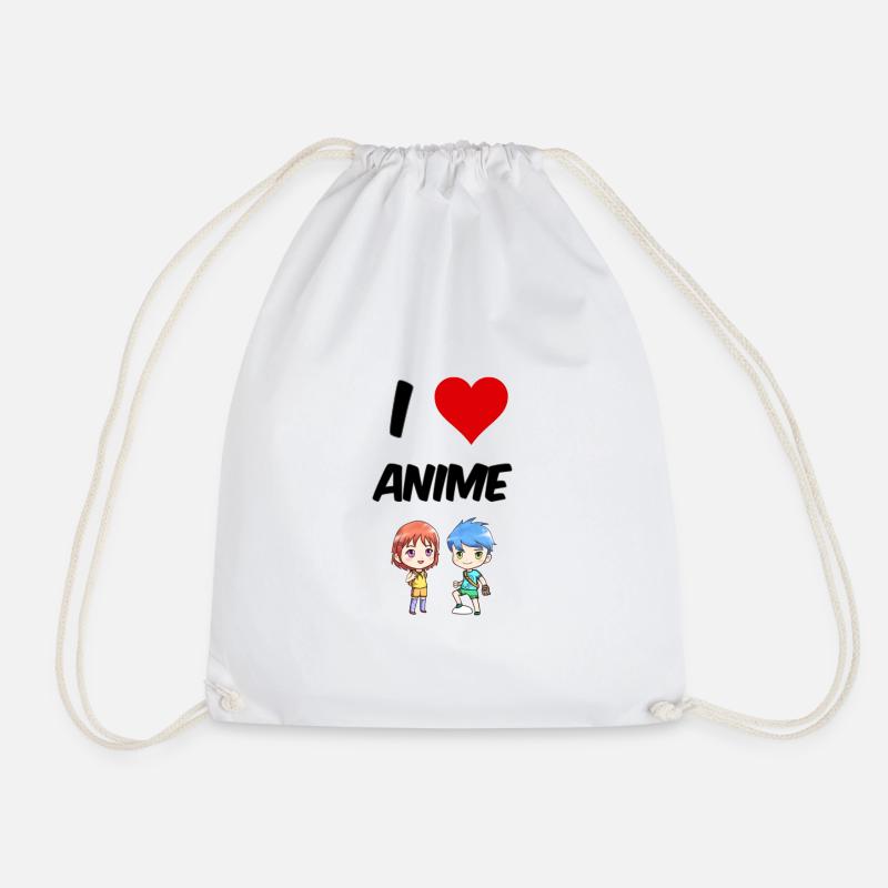 i love anime - Drawstring Bag - white