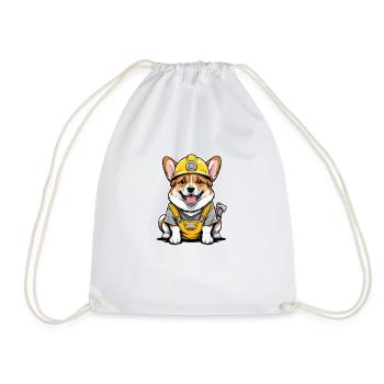 Dog Construction Worker Dog Dog Love Gift - Drawstring Bag - white - Front