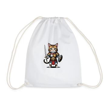 Cat Römischer Krieger Katze Geschenk - Turnbeutel - Weiß - Vorne