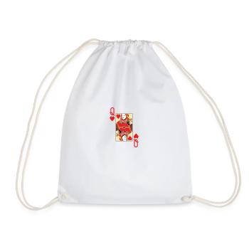 Poker Card Queen Of Hears - Drawstring Bag - white - Front