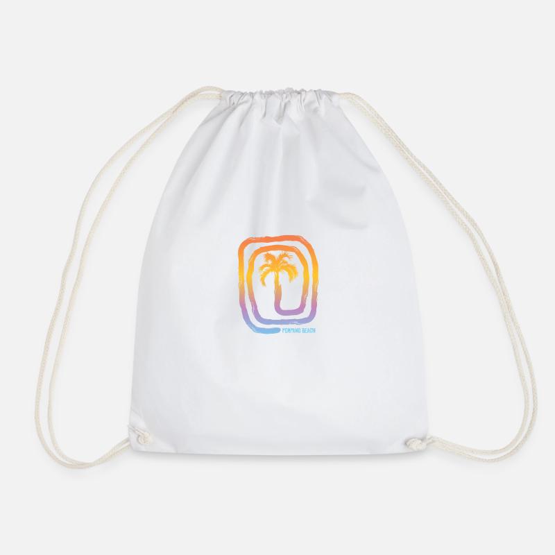 Cool Pompano Beach Florida Palm Tree Souvenir - Drawstring Bag - white
