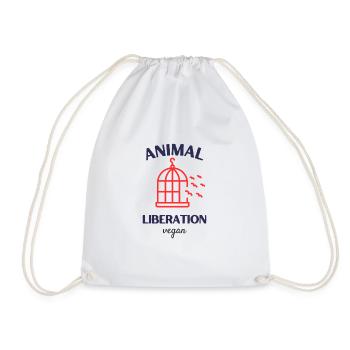 Animal Liberation, vegan - Drawstring Bag - white - Front