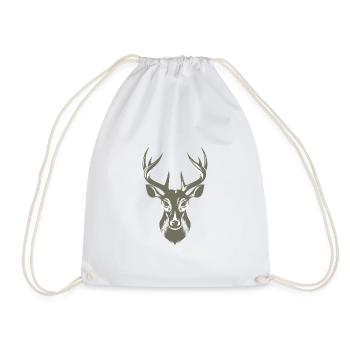 Cool Stag Illustration - Drawstring Bag - white - Front