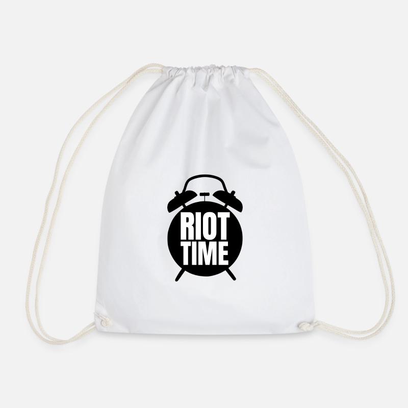 Riot Time Large Print Riot - Drawstring Bag - white