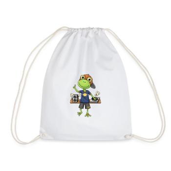 Frosch DJ Beats und  Musik - Turnbeutel - Weiß - Vorne