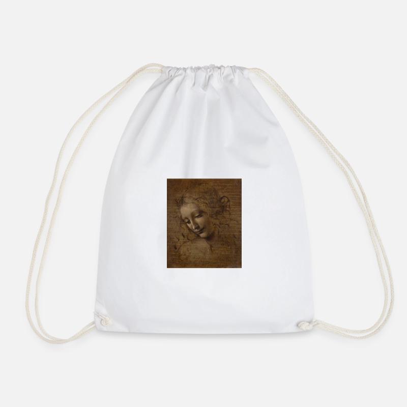 leonardo davinci - Drawstring Bag - white