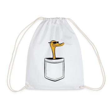 My duck in my pocket - breast pocket - Drawstring Bag - white - Front