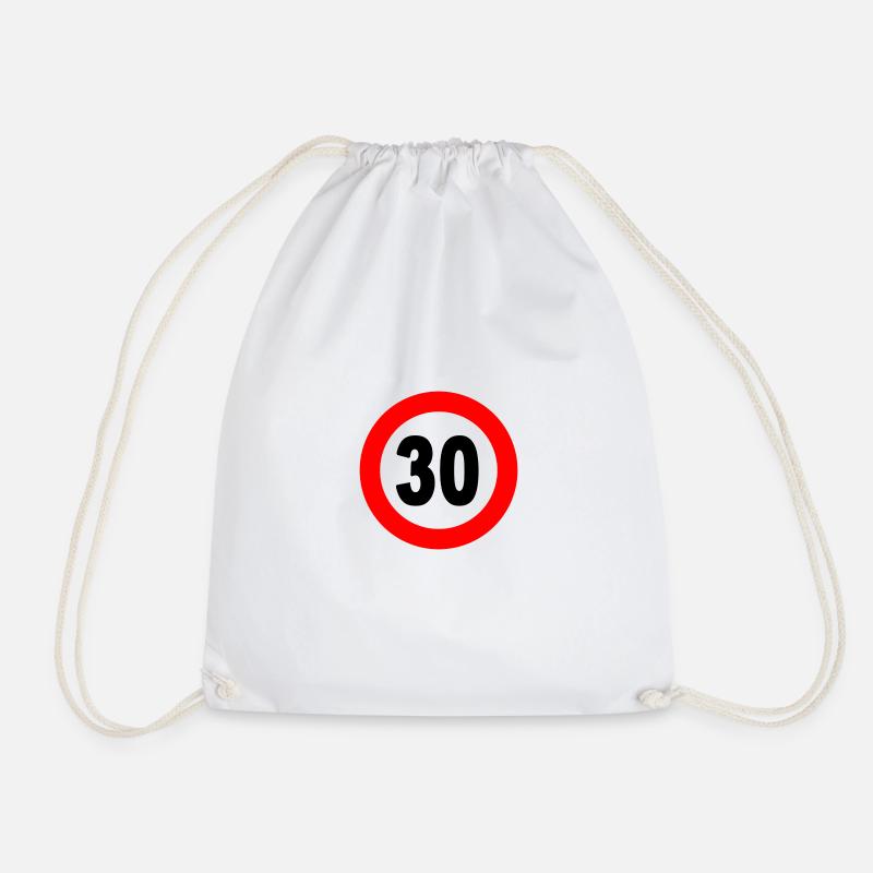 Straßenschild 30 - Turnbeutel - Weiß