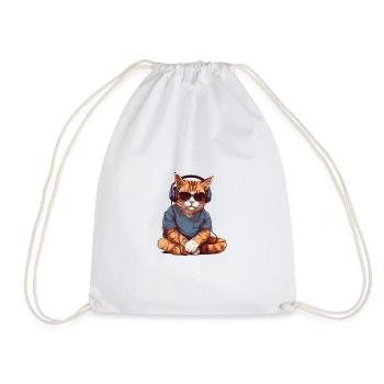 Katze Katzen cool Geschenkidee - Turnbeutel - Weiß - Vorne