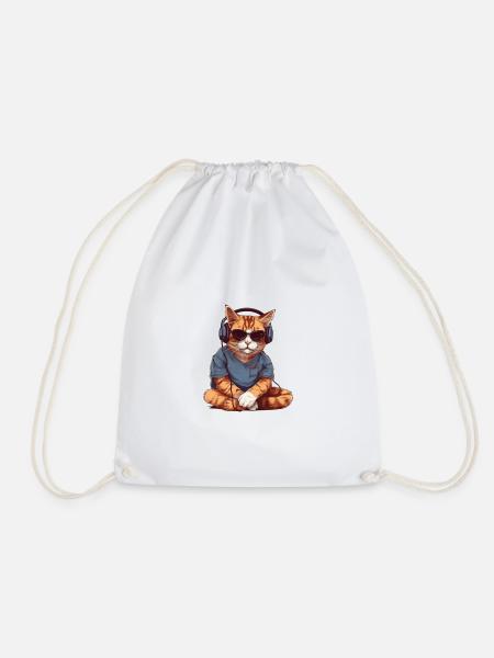 Katze Katzen cool Geschenkidee - Turnbeutel - Weiß