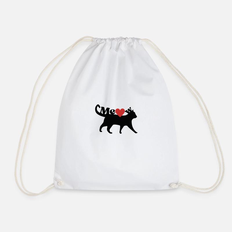 MeoW_Cat - Drawstring Bag - white