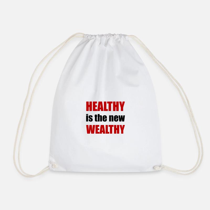 healthy - Drawstring Bag - white
