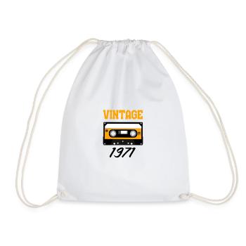 Vintage 1971 Year of construction 1971 Year of birth 1971 - Drawstring Bag - white - Front