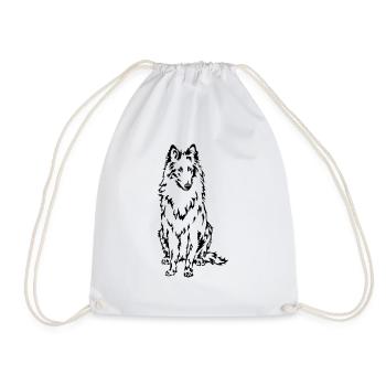 Groenendael dog motif - Drawstring Bag - white - Front