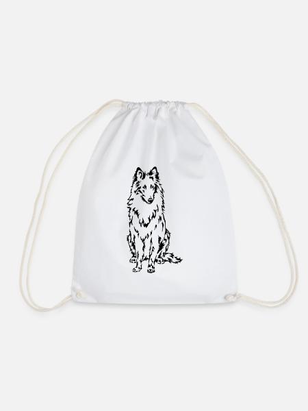 Groenendael dog motif - Drawstring Bag - white