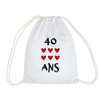 40 ANS. 40e ANNIVERSAIRE. ANNIVERSAIRE 40 ANS. 40 - Sac de sport léger - blanc - Devant