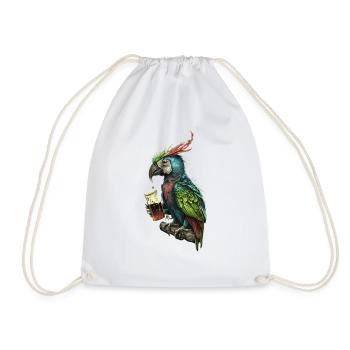 Drôle de buveur de bière, le perroquet cool - Sac de sport léger - blanc - Devant