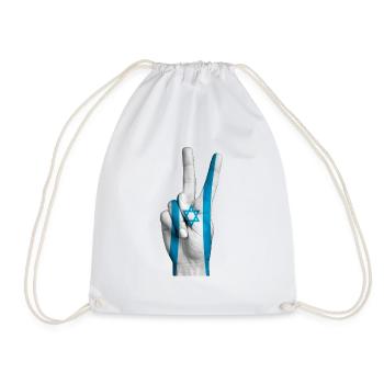 Israeli flag signs victory - Drawstring Bag - white - Front