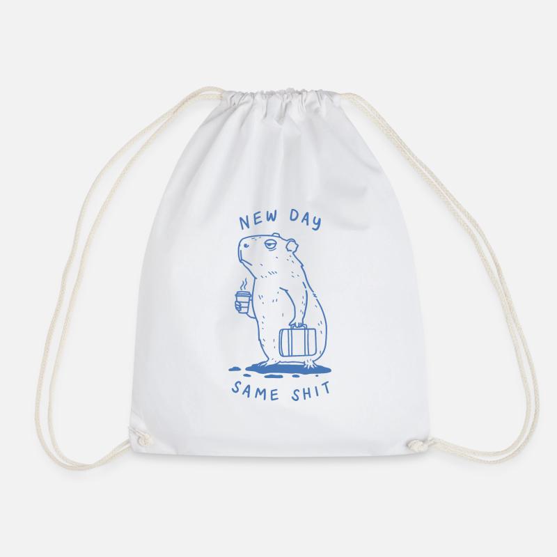 Lazy Morning - Drawstring Bag - white