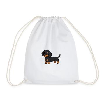 Cute Dachshund – Retro Pixel Art Dog - Drawstring Bag - white - Front